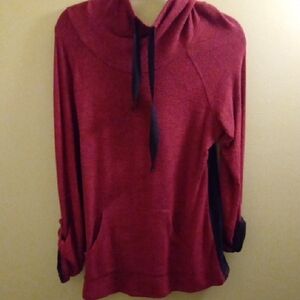 Womans L Chance or Fate Red and Black Laced BackOversized Long Sleeve Sweatshirt